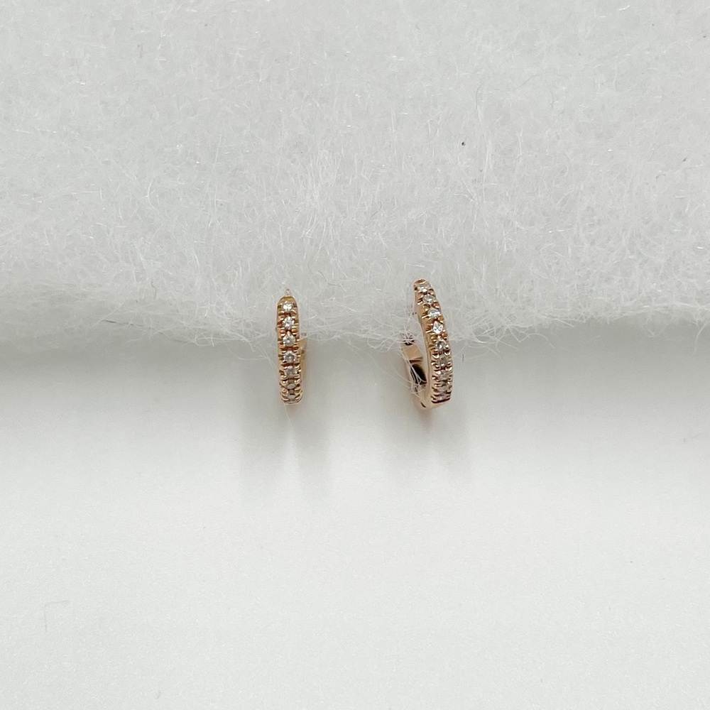 Real Diamond 14k Rose Gold Huggie Cuff Earring - Picture 4 of 12